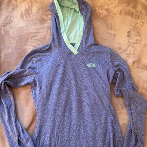 The North Face TNF Long Sleeve Hooded Base Layer Mint and Purple